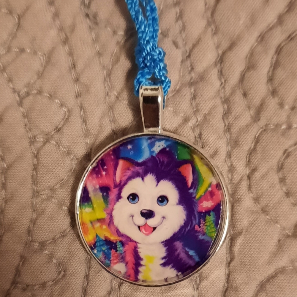 NWOT Lisa Frank One-of-a-kind Husky Pup Necklace / Pendant